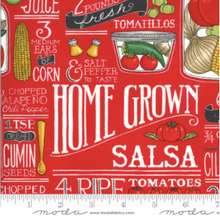 Load image into Gallery viewer, Moda Fabrics - Homegrown Salsa - Recipe - Tomato - 1/2 YARD CUT - Dreaming of the Sea Fabrics
