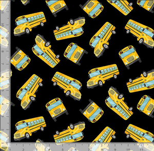 Timeless Treasures - Tossed Yellow School Buses - 1/2 YARD CUT