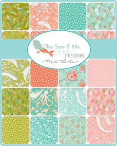 Moda Fabrics - The Sea and Me - You're a Star Coral - 1/2 YARD CUT