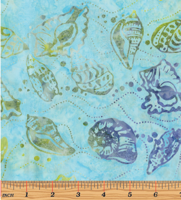 Benartex Batiks - Sea Shells Light Aqua - 1/2 YARD CUT – Dreaming of ...