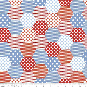 Riley Blake - Set Sail America - Hexi Red - 1/2 YARD CUT