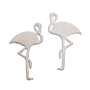 Silver Flamingo Studs
