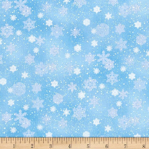 Elizabeth's Studio -Snowflakes Silver - 1/2 YARD CUT