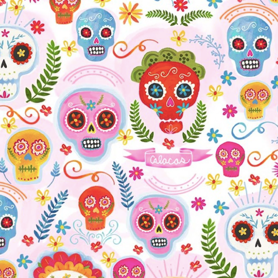 Michael Miller - Sugar Skulls - Blush - 1/2 YARD CUT - Dreaming of the Sea Fabrics