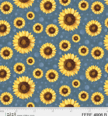 P&B Textiles - Sun Flowers Blue - 1/2 YARD CUT – Dreaming Of The Sea ...