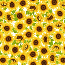 Load image into Gallery viewer, Studio E - Sunny Sunflowers White - 1/2 YARD CUT
