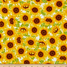 Load image into Gallery viewer, Studio E - Sunny Sunflowers White - 1/2 YARD CUT
