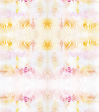 Load image into Gallery viewer, yellow pink white watercolor wet on wet sunset stripe summer lovin dear Stella fabric
