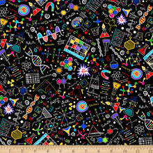 Load image into Gallery viewer, Timeless Treasures - Bright Science Doodles - 1/2 YARD CUT
