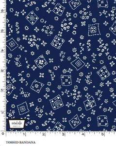 navy tossed bandana white floral Michael miller fabric