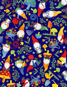 Timeless Treasures - Tossed Woodland Gnomes - 1/2 YARD CUT