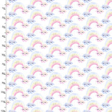 Load image into Gallery viewer, 3 Wishes - Unicorn Utopia - White Rainbows - 1/2 YARD CUT - Dreaming of the Sea Fabrics
