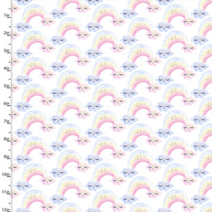 3 Wishes - Unicorn Utopia - White Rainbows - 1/2 YARD CUT - Dreaming of the Sea Fabrics