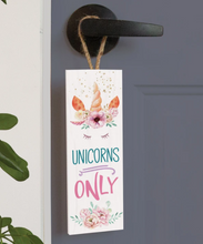 Load image into Gallery viewer, Unicorns Only Wood Door Hanger
