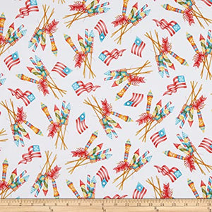 Maywood Studio - Vintage Fireworks - White - 1/2 YARD CUT