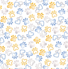 Load image into Gallery viewer, Kanvas - Pawfect Paws - White - 1/2 YARD CUT - Dreaming of the Sea Fabrics
