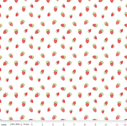 strawberry honey white small scale strawberry fabric