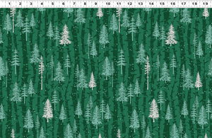 Clothworks - Scandinavian Winter - Boreal Forest - 1/2 YARD CUT